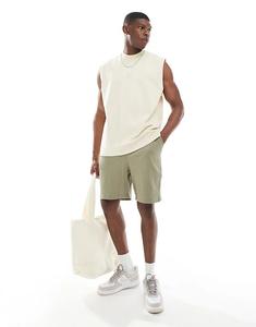 Короткие свободные джинсы с вафельной текстурой ASOS DESIGN коричневого цвета