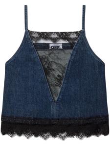 Off-White топ с кружевом, синий