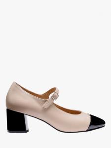 Блестящие кожаные туфли Mary Jane Hotter, Beige/Black