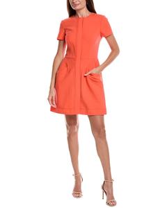 Oscar de la Renta Шерстяное платье-рубашка, оранжевый