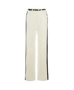 Белые джинсы с атласной лентой Elisabetta Franchi, белый