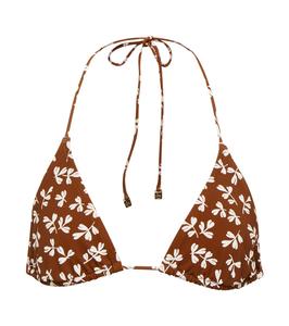 Верх бикини с треугольным принтом Tory Burch, Rust Little Leaves