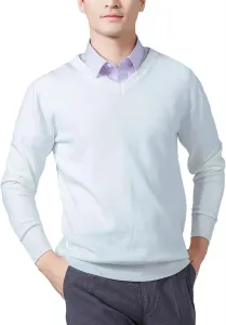 Мужской зимний кашемировый пуловер с V-образным вырезом