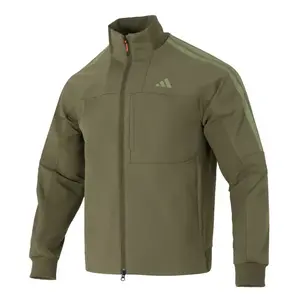 Adidas Куртка мужская оливково-зеленая с воротником стойкой