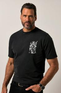 Футболка JP1880 HALBARM, VINTAGE LOOK, BRUSTPRINT, , Black