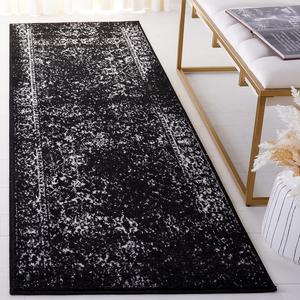 Ковер SAFAVIEH, 77 x 183 см, Adirondack Collection Runner, Black & Ivory, дизайн Oriental Distressed, без линьки и простой в уходе, идеален для помещений с высокой проходимостью: гостиная, спальня, столовая (ADR109Z-26)