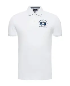 Хлопковая рубашка-поло с коротким рукавом La Martina, белый
