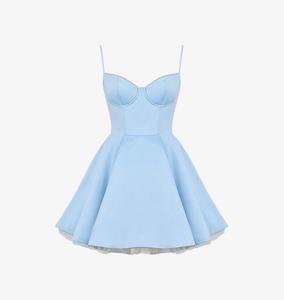 Платье мини Minimoiselle из атласа House Of Cb, синий