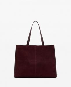 Женская сумка-шоппер из замшевой кожи MANGO, Burgundy