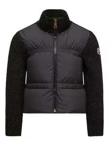 Свитер с панелями на молнии Moncler Enfant, черный