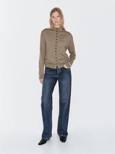 Вязаный кардиган с воротником-стойкой Massimo Dutti, Greenish
