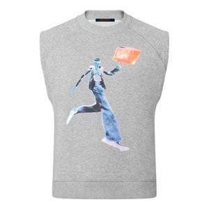 Футболка men's fw21 neon man pattern printing sports sleeveless gray Louis Vuitton, серый