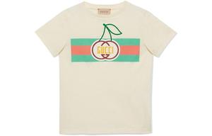 Футболка детская Gucci, бежевый / зеленый / оранжевый