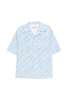 Рубашка с узором на пуговицах Marni, синий