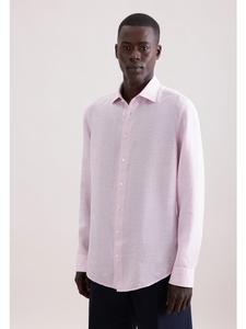 Seidensticker Приталенная льняная рубашка розового цвета
