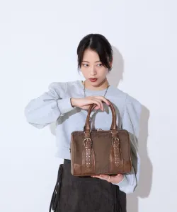 Сумка-бостон с жаккардовой монограммой и заклепками Jeanasis, цвет Khaki And Other Colors(78)