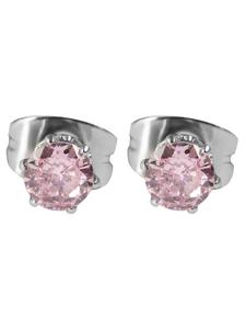 Adeliás Женские серьги - серьги-гвоздики из нержавеющей стали с кубическим цирконием в серебряной оправе