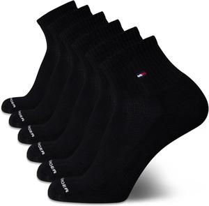 Мужские носки Tommy Hilfiger Quarter - 6 пар мягких эластичных носков для бега до щиколотки с амортизацией для мужчин (размеры: 7-12), Pure Black