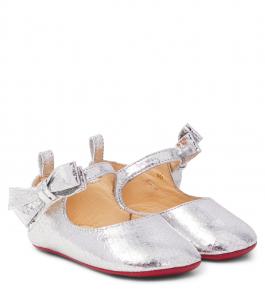 Туфли Мэри Джейн из кожи Baby Lou Babe Christian Louboutin Kids, серебряный
