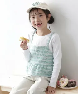 Комплект из твидовой майки и футболки с ребристым верхом, длинная футболка, топы, 25SS Devirock, цвет 003-Blue