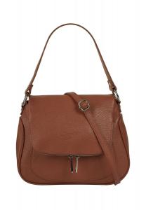 Сумка через плечо, натуральная кожа, производство Италия Samantha Look, цвет Cognac