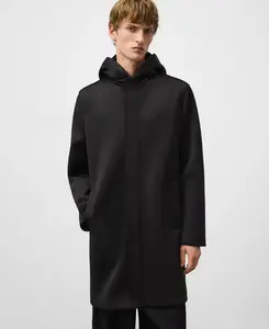 Мужское длинное пальто из неопрена Adolfo Dominguez, черный