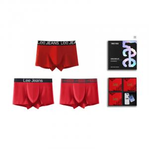 Мужские трусы боксеры упаковка 3 штуки Lee, красный