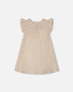 Полосатое платье кремового и песочного цвета Deux Par Deux