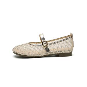 Туфли Мэри Джейн на плоской подошве 2 см женские FIVE PLUS, Gold