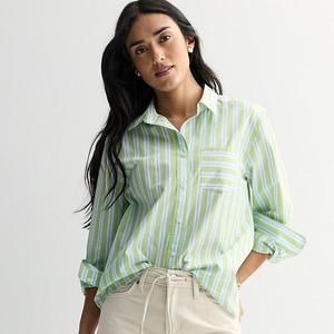 Женская повседневная рубашка на пуговицах Sonoma Goods For Life, Green Blue Stripe