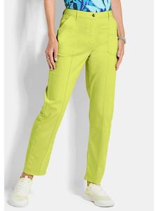 GOLDNER Укороченный размер: брюки-карго, тканевые брюки с декоративной строчкой светло-зеленого цвета