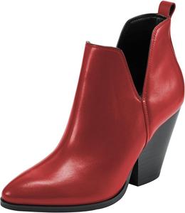 Женские ботильоны YDN с заостренным носком, вырезом V, на высоком толстом каблуке, удобные, короткие, на каждый день, зимние, размер 4-16 US, Red