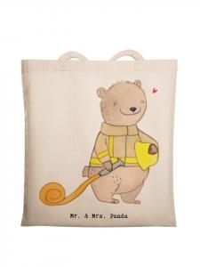 Mr. & Mrs. Panda Сумка-шоппер с изображением медведя, добровольная пожарная часть, без слогана, кремового цвета