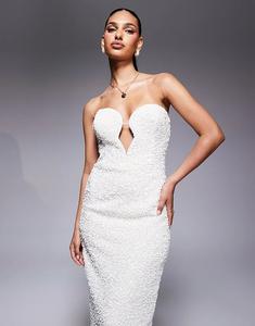 Платье миди Bardot Braya с пайетками цвета слоновой кости