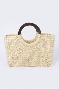 Сумка-шопер с круглой ручкой из соломки FASHNZFAB, слоновая кость