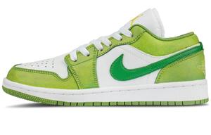 Jordan Эйр 1 Грин Эппл, в коробке, устойчивые к истиранию, низкие винтажные баскетбольные кроссовки унисекс, фруктово-зеленый, цвет Fruit Green