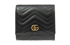 GUCCI Marmont Cow Leather Card Holder, Wallet, Card Holder, Wallet Women's Black