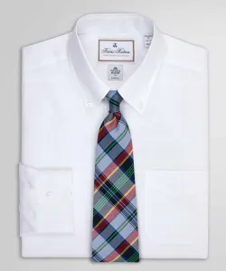 Однотонная рубашка из хлопка и льна, стандартный крой Brooks Brothers, цвет White