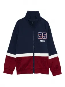 Толстовка на молнии с аппликацией FENDI KIDS, синий