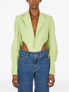 Боди в клетку гингем с подкладкой на плечах Ninamounah, зеленый