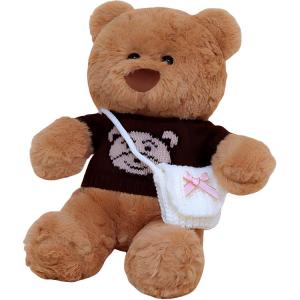 Плюшевая кукла медвежонок в свитере с рюкзаком высотой 30 см GUAIGUAIXIONG, коричневый