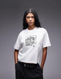 Футболка Carhartt WIP с теорией и практикой, большого размера, белого цвета