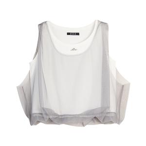 Топ-майка женская с круглым вырезом тонкая прямая посадка ELLE, светло-серый