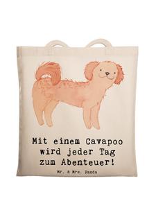 Mr. & Mrs. Panda Сумка-шоппер Cavapoo Adventure с надписью, кремового цвета