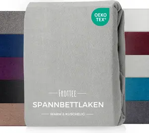 Махровая простыня на резинке, серебро 90х200 см, уютная зимняя простыня Carpe Sonno