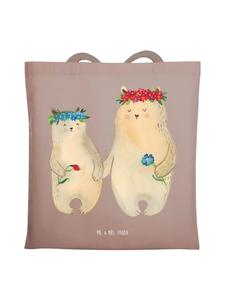 Mr. & Mrs. Panda Сумка с изображением медведя и цветочного венка, без надписи, пастельно-коричневого цвета