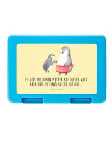 Mr. & Mrs. Panda Бокс для бенто: пингвин с детенышем и надписью, пастельно-желтый цвет