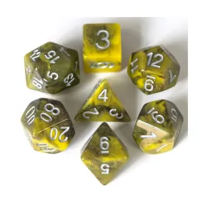 Набор Poly - Туманная ночь с серебром (7), Dice Sets - Resin/Acrylic - Red, Orange, Yellow, & Pink (Foam Brain Games)