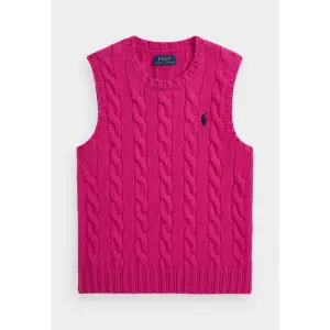 Вязаный свитер CABLE-KNIT WOOL-CASHMERE SWEATER VEST Ralph Lauren, розовый