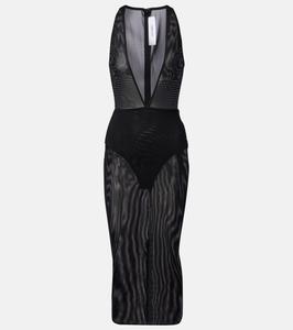Полупрозрачное миди-платье Alex Perry, черный